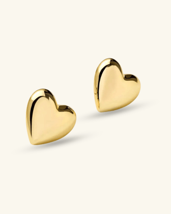 Glossy Heart Studs-18KT Gold Plated