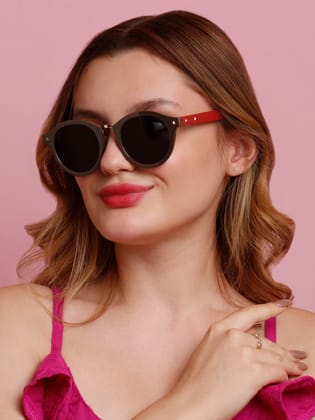 SUNNIES Large Full Frame Plastic Round Solid Polarized Women Sunglasses-SNS-11692-C044