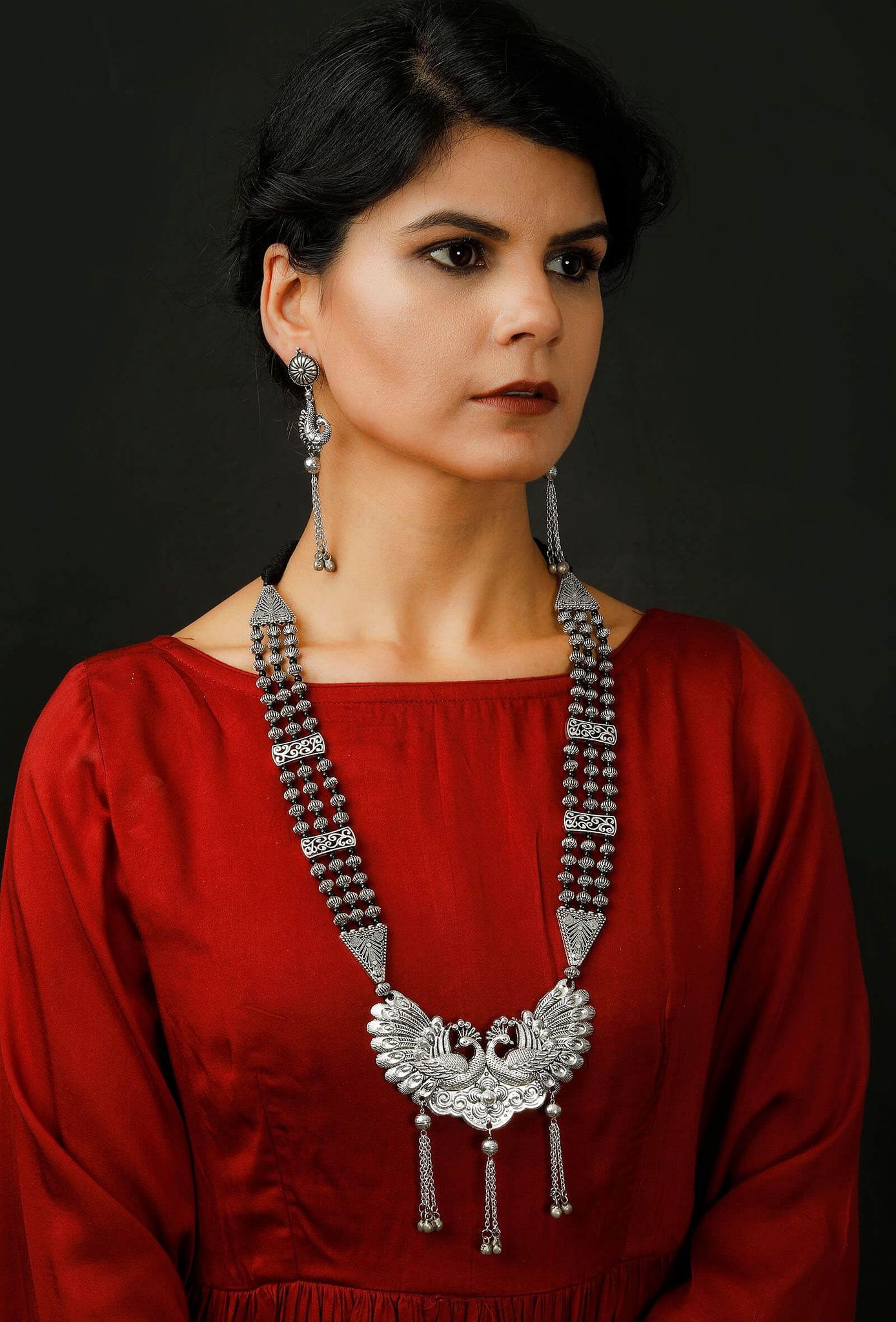 Peacock Design German Silver Necklace