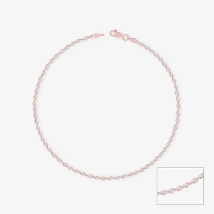 Elegant Twisted Silver Anklet-Rose Gold / One Size