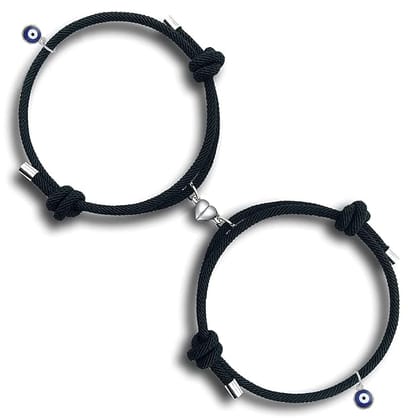 Tusmad 2PCS Set Magnetic Couple Bracelets for Women Men, Stainless Steel Heart Shaped with Sun and Moon Attraction Matching Bracelet Gifts for Lover/Friend, Gift for Valentine Day