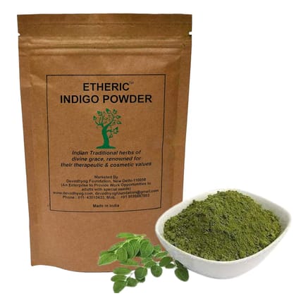 Etheric Indigo Leaves Powder (200 gm Pack) for Chemical Free Natural Hair Colouring & Dye | Amonia Free