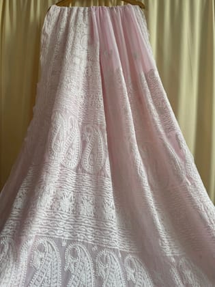 Georgette Chikankari saree in Pink-Pink