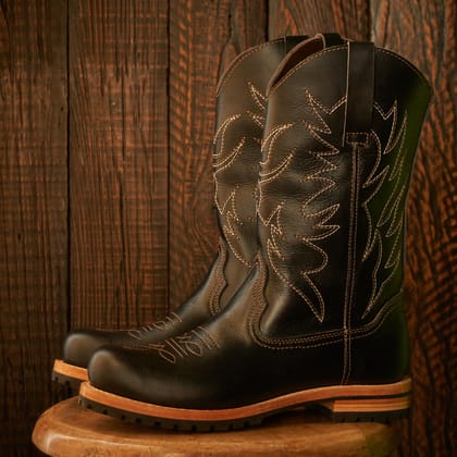 Bandera Cowboy Boots (Raven Black) Goodyear Welted-UK 6 / Leather / Black