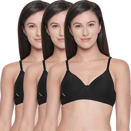 Bodycare Cotton Spandex Padded Non wired Tshirt Bra-Pack of 3