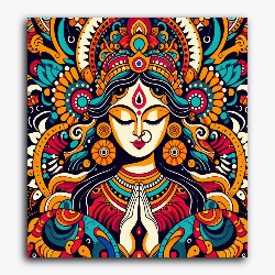 Multicolor Mataji Portrait-Without Frame / 18x20 inch / 24 Palette