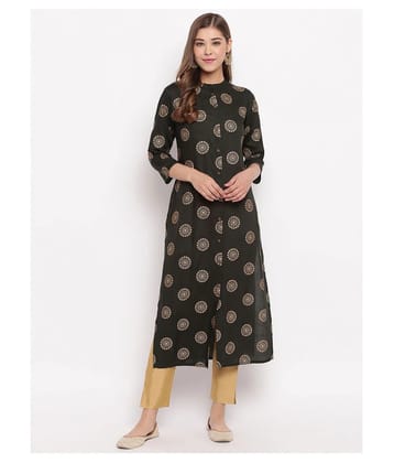 Vbuyz - Green Rayon Womens Front Slit Kurti - XXL