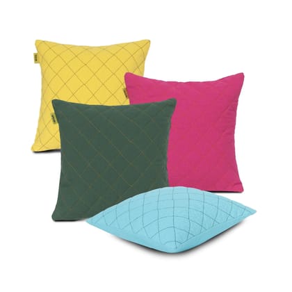 Plush Quilted Cushion Cover | Small | SET OF 4 | 12x12" Inches