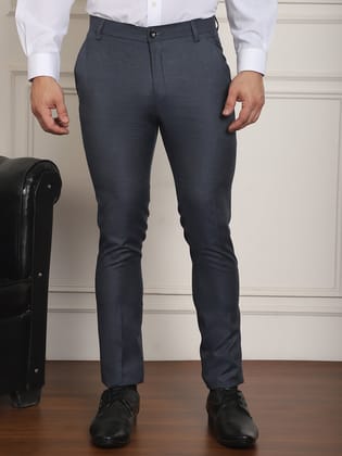 Tapered Fit Solid Trousers-30 / Grey