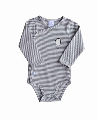 Grey Striped Long Sleeves Baby Body/Onesie (100% Cotton Interlock Biowash)