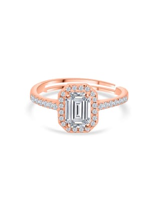 1.5 Carat American Diamond Rose Gold Adjustable Halo Ring-Adjustable