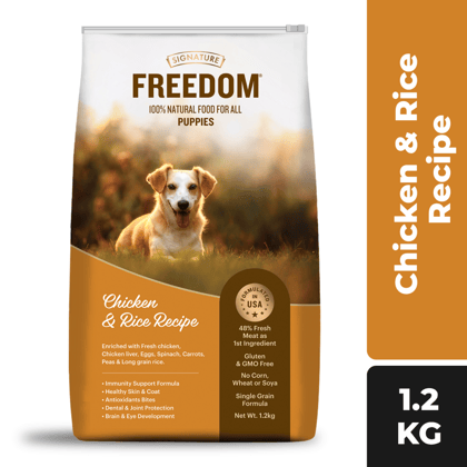 Signature Freedom Chicken and Rice Recipe Puppy Dog Dry Food-Signature Freedom Chicken and Rice Recipe Puppy Dog Dry Food - 1.2kg