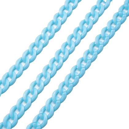 Acrylic Plastic Curb Chains (1 Meter) 13x10x2.5 MM Light Cyan For Bag Strap Mask Holder Lanyard-Light Cyan / 1 Meter