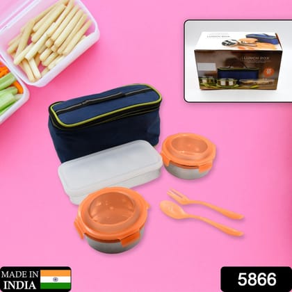 AIRTIGHT & LEAK PROOF STAINLESS STEEL CONTAINER MULTI COMPARTMENT LUNCH BOX CARRY TO ALL TYPE LUNCH IN LUNCH BOX & PREMIUM QUALITY LUNCH BOX IDEAL FOR OFFICE , SCHOOL KIDS & TRAVELLING IDEAL (3 D