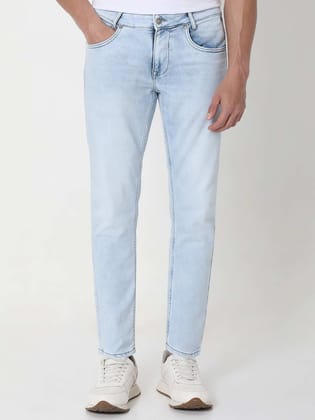 Light Blue Ankle Length Denim Deluxe Stretch Jeans