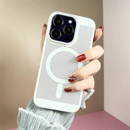 iPhone 13 Series Heat Dissipation Breathable Cooling Case With Camera Bumper-iPhone 13 Pro / White