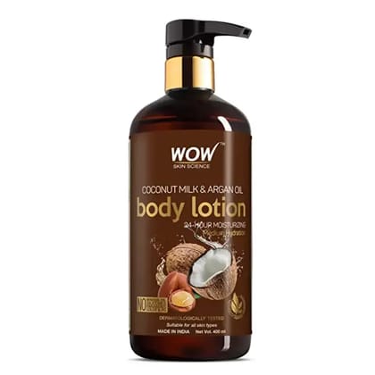 WOW Skin Science COCONUT MILK & ARGAN OIL BODY LOTION FOR DEEP HYDRATION (400 ML)