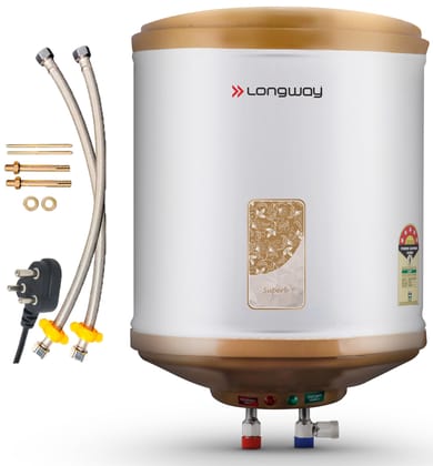 Longway Superb 10 Ltr 5 Star Rated Automatic Instant Water Heater for Home, Water Geyser, Water Heater, Electric Geyser with Multiple Safety System & Anti-Rust Coating | 1-Year Warranty | (Ivory, 10 Ltr)