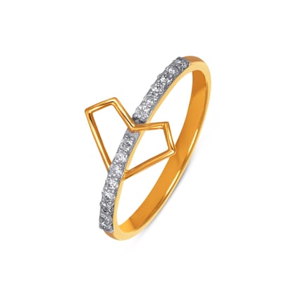 Senco Gold Minimalist Faceted Diamond Ring size 9 ( 1.4 gm/ 0.15 ct / FG-SI / 18K Yellow Gold )