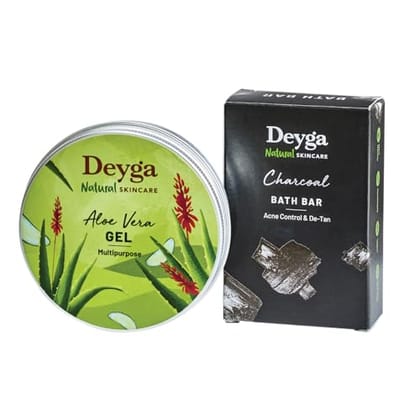 Deyga Clear Skin Combo - Charcoal Soap + Aloevera Gel for Clear Skin