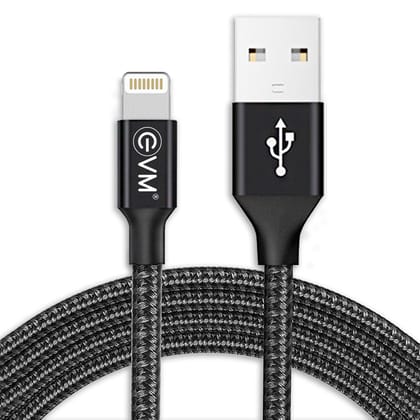 EVM CM-09 USB to iPhone Lightning Data Cable with Metal Head Nylon Braided (1 METER & 4 AMP)-Black