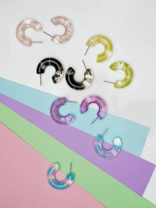 5 Pack Resin Hoop Earrings