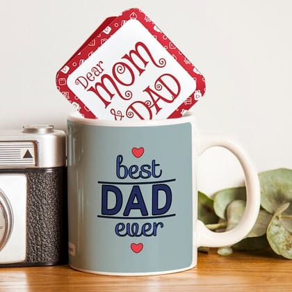 Indigifts Gift for Papa Anniversary Best Dad Ever Ethnic Coffee Mug 330 ml Grey - Gift for Father, Dad-Papa-Birthday Gifts, Parents Gifts, Daddy Gift, Father Bday Gift