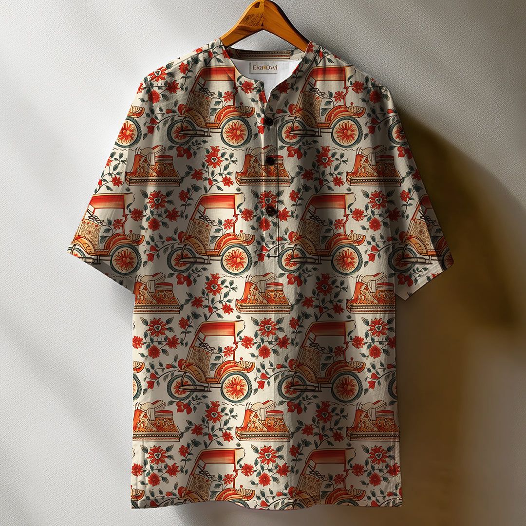 टुक टुक Printed Kurta Shirt #73-XS / Half Sleeve