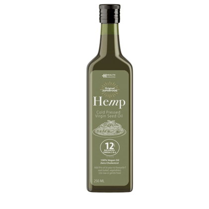 Health Horizons Hemp Cold Pressed Virgin Seed Oil | Topping Oil for pasta, salad or low heat cooking, balanced omega 3, 6 and 9, Iron, Vitamin E and Amino Acids (250 ml)