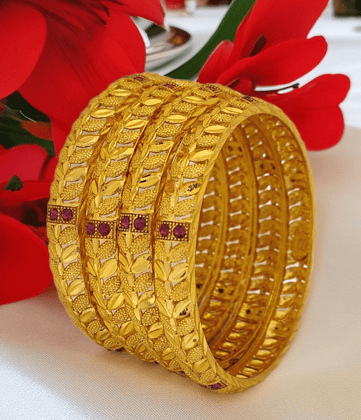 Jewels Kafe Gold Plated Bangle Set of 4-2.4