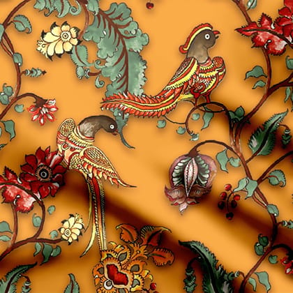 Yellow shuka Kalamkari-Satin