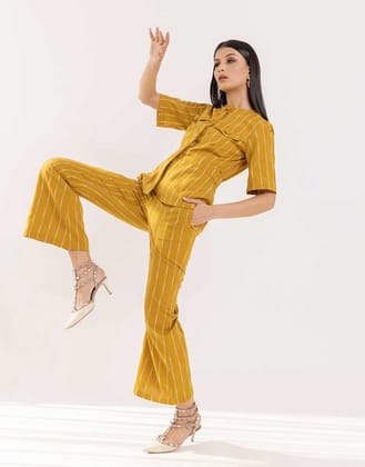 Hazel co-ord set mustard stripe-XS