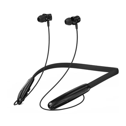 U&i Vengo 50 Hours Music Time Bluetooth Neckband with Magnetic Earbuds and Vibration Motor-Black