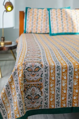 Sootisyahi 'Vertical Statement' Handblock Printed Cotton Bedsheet