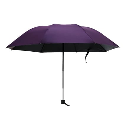 Urbane Home 3 Fold Manual Umbrella: Windproof, Sunproof, Rainproof, Polyester Canopy, Sturdy Steel Shaft, Wrist Straps, Easy to Hold, Purple.-Urbane Home 3 Fold Umbrella | Wind, Sun & Rainproof |