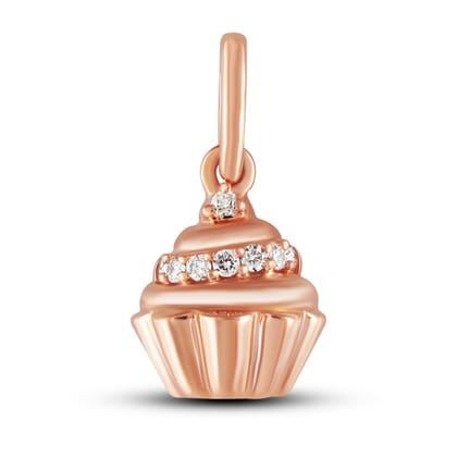 Senco Gold 18K Rose Gold Chocolate Cup Cake Kids Pendant (Gold Weight -  1.3 g / 0.06 Ct / HI-SI)