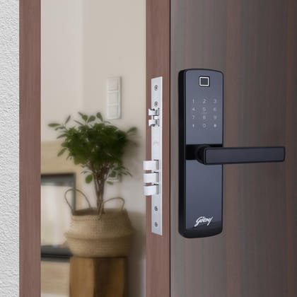 Godrej Smart Lock Catus Touch Plus Digital Lock for Wooden Door, 4 in 1 Access, 3 Strong Dead Locking Bolts-Black