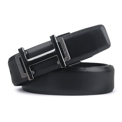 Hemener Men Pin Hole   Buckle Black Leather Belt-28