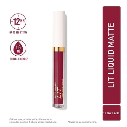 LIT Liquid Matte Lipstick - Slow Fade (Brown Mauve Shade) | Long Lasting, Smudge-proof, Hydrating Matte Lipstick With Moringa Oil (1.6 ml)