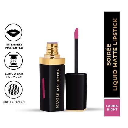 Manish Malhotra Soiree Liquid Matte Lipstick - Ladies Night (Plum Shade) | Long Lasting, Transfer-resistant With Vitamin E