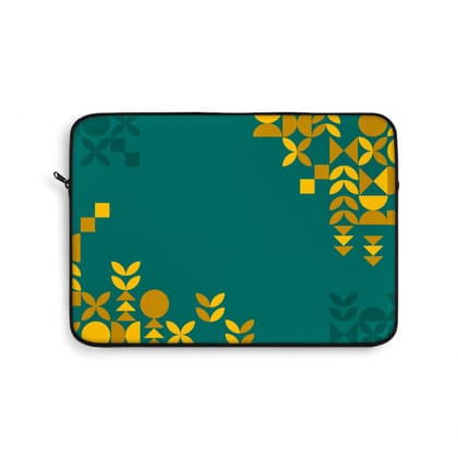 Geometric Pattern Green Laptop Sleeve (Macbook, HP, Lenovo, Asus, Others)-13" (13 x 10.5 inches) / Black