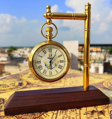 Antique Brass Desk Clock Classic Design Ideal for Home and Office Decor-Golden & Brown