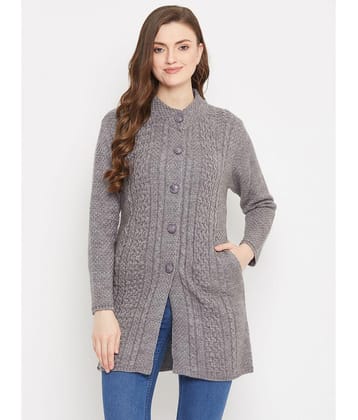 zigo Woollen Round Neck Women's Buttoned Cardigans - Grey ( Single ) - None