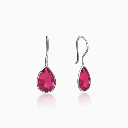 Silver Cherry Pink Petal Earrings