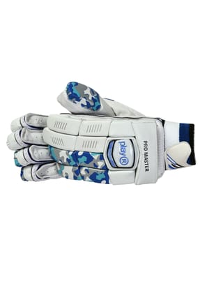 Pro-Master Batting Gloves-Right Hand / White/Blue / Leather