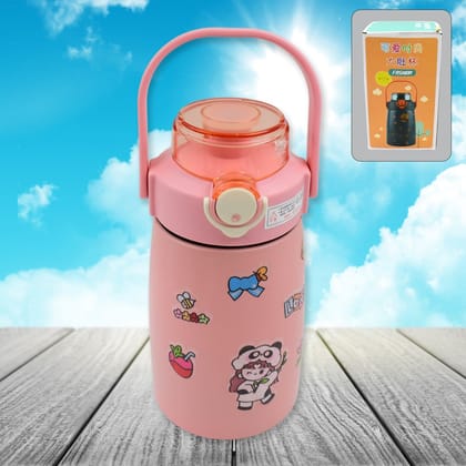 Stainless Steel Vacuum Insulated Water Bottle with Handle & Sticker (700 ML)