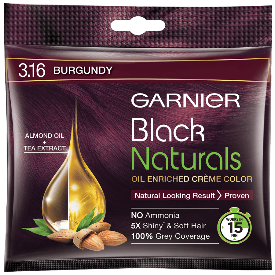 Garnier Black Naturals Hair Colour, 20 g 3.16 Natural Burgundy