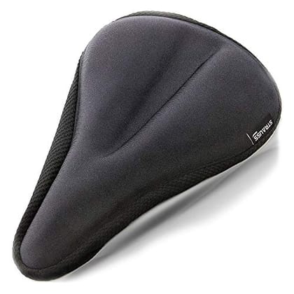 STRAUSS Bicycle Saddle Cover: Foam Seat, Anti-Slip, Thick Padding, Breathable, Adjustable Straps, Fits All Cycles, Black.-STRAUSS Bicycle Saddle Foam Seat Cover: Anti-Slip, Thick Padding, Breatha