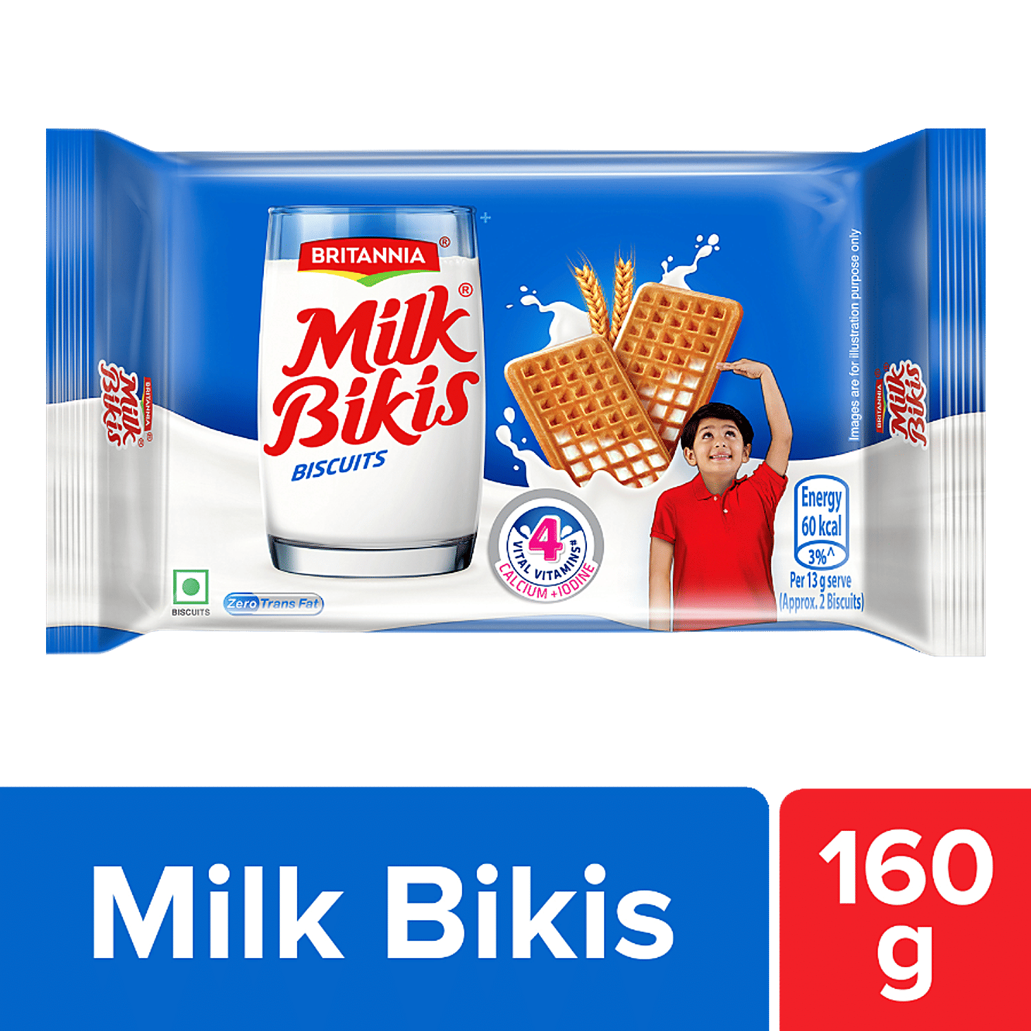 Britannia Milk Bikis Biscuit - Crunchy, Zero Trans Fat, Ready To Eat, 160 G