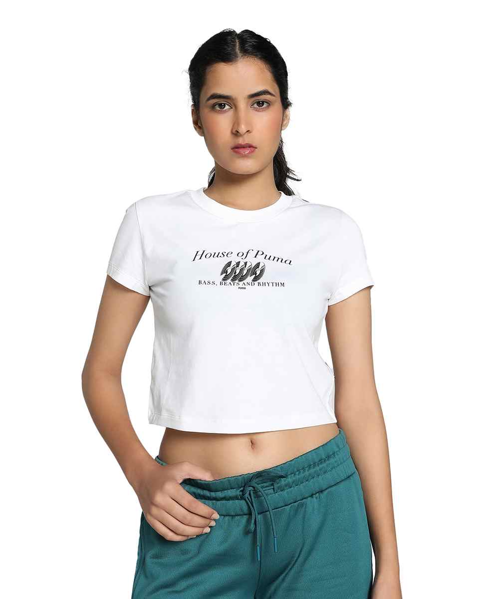 GRAPHICS MUSIC Women's Slim Fit Crop Tee